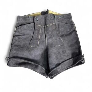 Vintage Suede Lederhosen Shorts Men's Size Medium Gray Leather Dirndl Bergfreund